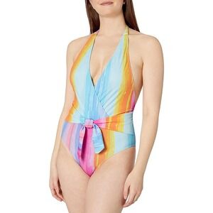 Rachel Roy Women's Wrap Belted Halter One Piece Swimsuit NWT Medium